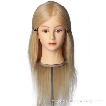 Realistic mannequin head with human hair for training, women hair mannequin head